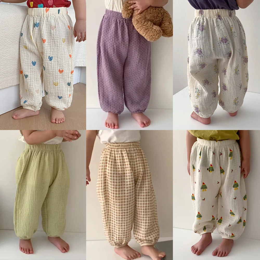 

Newborn Baby Mosquito Pants Toddlers Boys Loose Pants Casual Harem Pants Spring Summer Cute Soft Muslin Clothes Cotton Capris