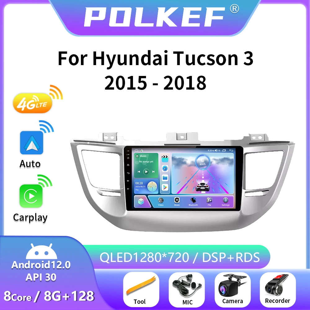 

9" 4G Carplay DSP 2din Android 12 Car Radio Multimedia Video Player Navigation GPS For Hyundai Tucson/IX35 3 2015 2016 2017 2018