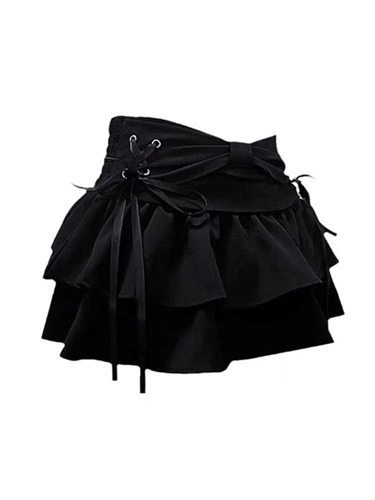Женская черная готическая юбка трапециевидной формы винтажная эстетичная