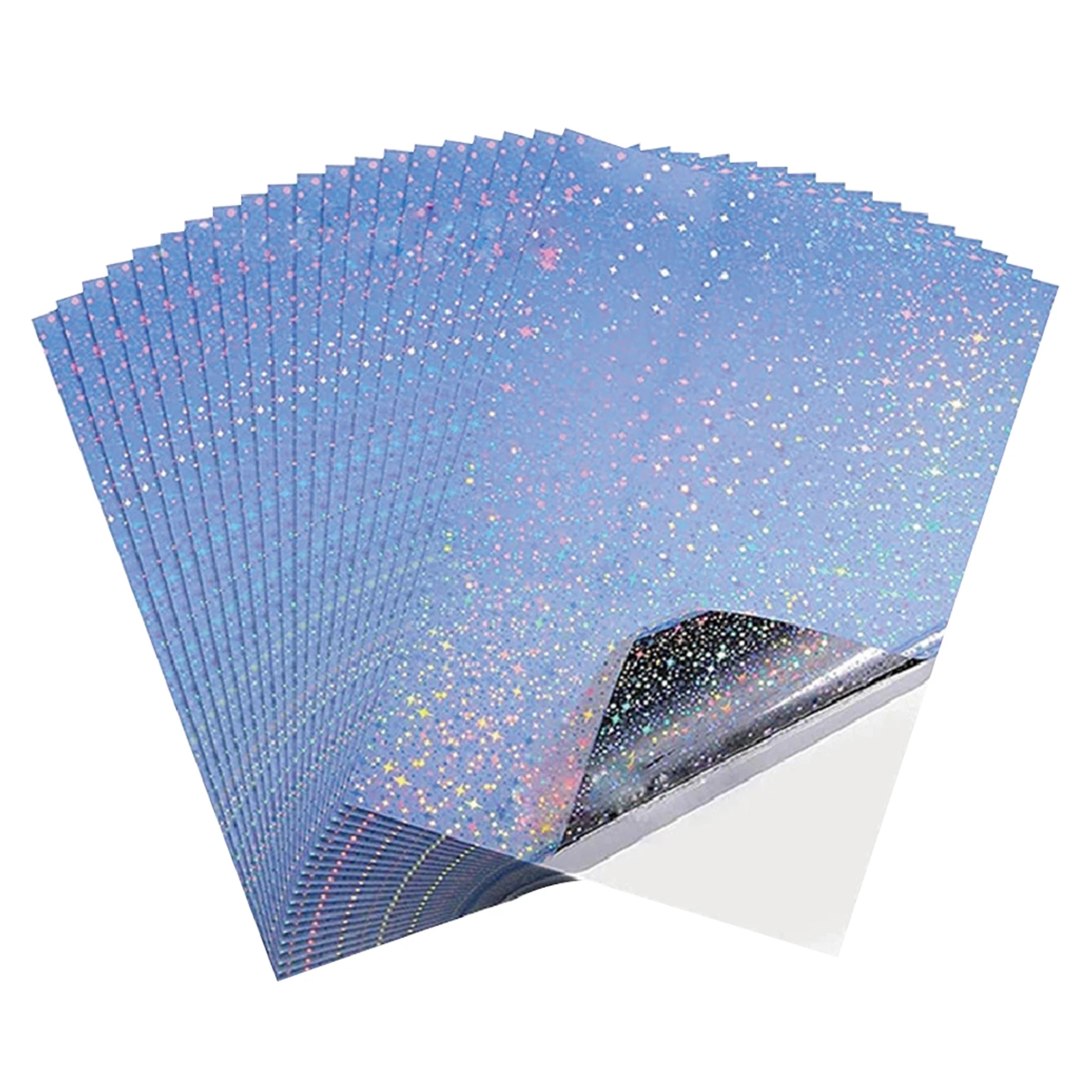 

20sheets Scrapbook Self Adhesive DIY Craft Holographic Sticker Paper Star Patterns Vinyl For Inkjet Printer Quick Drying A4 Size