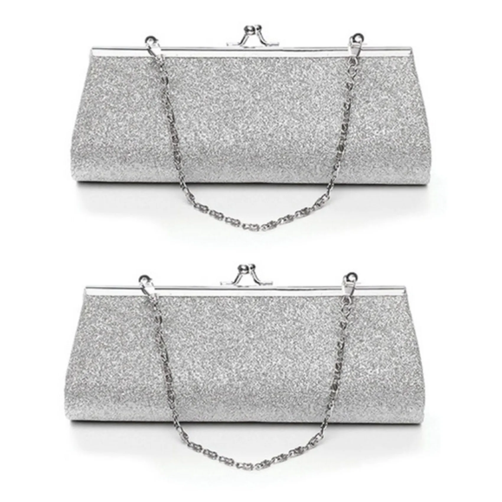 

2X Women Glitter Clutch Purse Evening Party Wedding Banquet Handbag Shoulder Bag