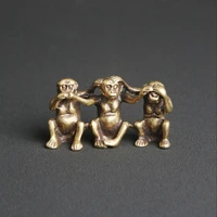 antique brass three no monkey desktop ornaments do not ask do not listen do not say creative tea pet