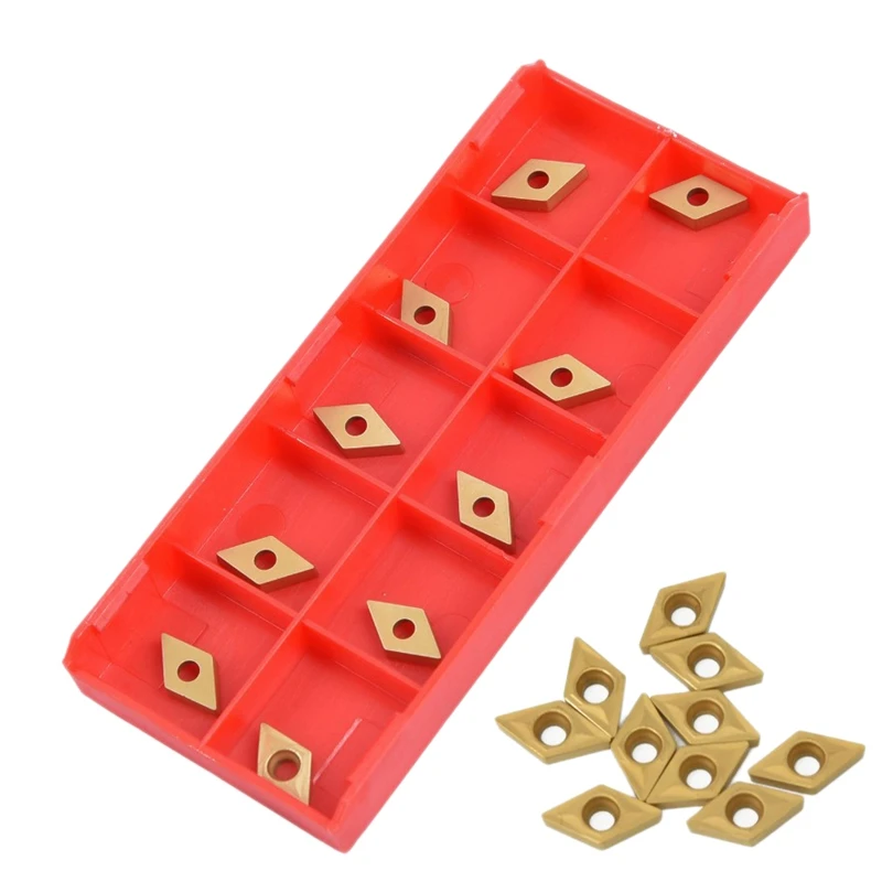 Big Deal 10Pcs DCMT070204 YBC251 Blades Gold Carbide Inserts CNC Lathe Cutter For Lathe Turning Tool Boring Bar