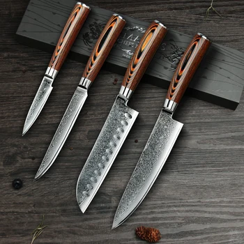 Kitchen Knives-Set Damascus Steel VG10 Santoku 67 Layers Knives Chef Knife Slicer High Carbon Steel Chef Cut Meat Cooking Tools