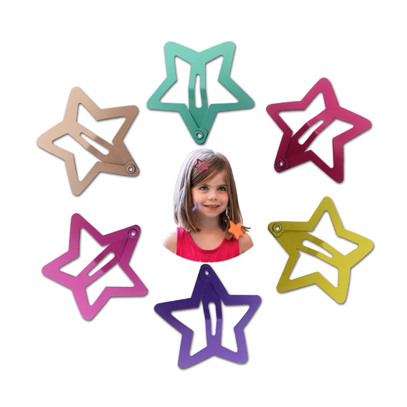 

New kids Hairpin Baking Lacquer Matte Pentagram BB Clip 3cm Baby Side Clip Teardrop Clip Kids Headwear