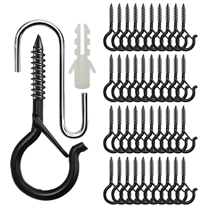 

Q-Hanger Hooks Set With Safety Buckle For Outdoor String Lights,For Bird Feeders Wind Chimes Plants Lanterns Light Clips