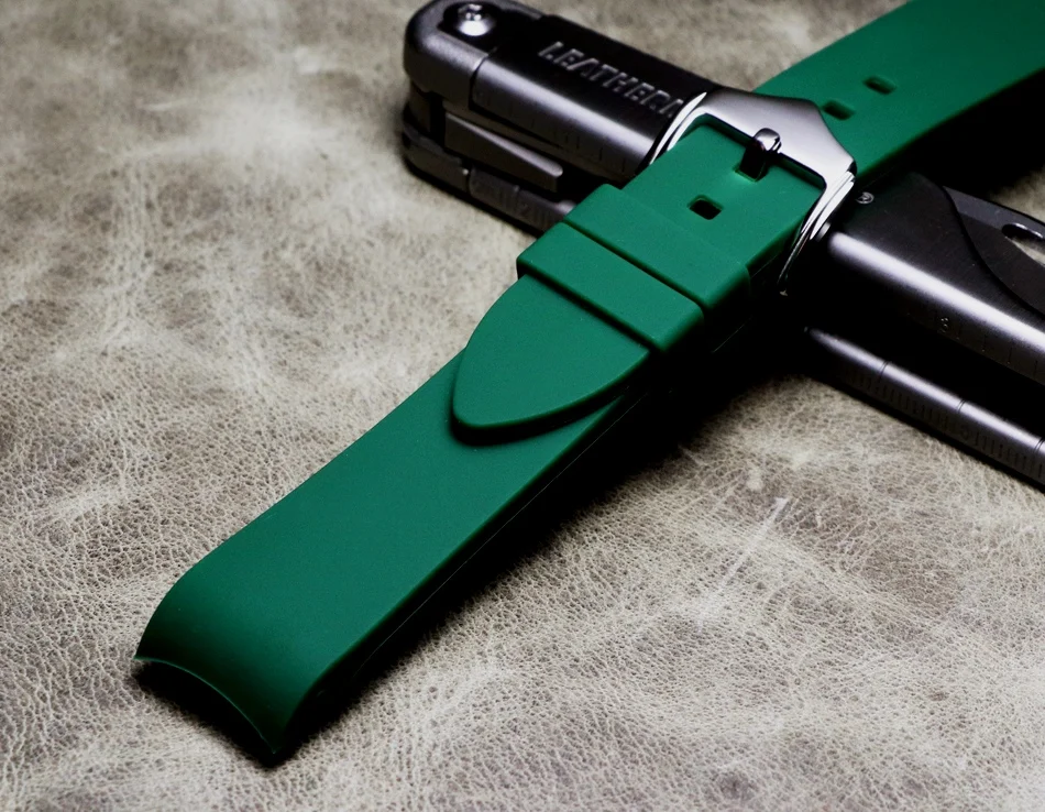 Waterproof 18mm 19mm 20mm 21mm 22mm Fluorine Rubber Strap Replacement Watchbands Arc Watch Band Lady Men Silica Gel Bracelet