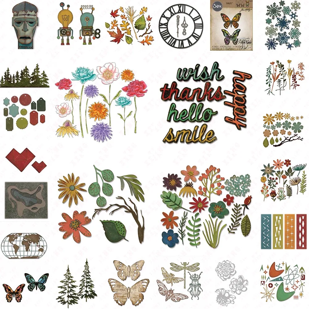 

New Diy Monster Woodlands Butterflies Snowflakes Tree Florals Tag Shadow Element Heart Robotic Destination Insect Metal Cut Dies