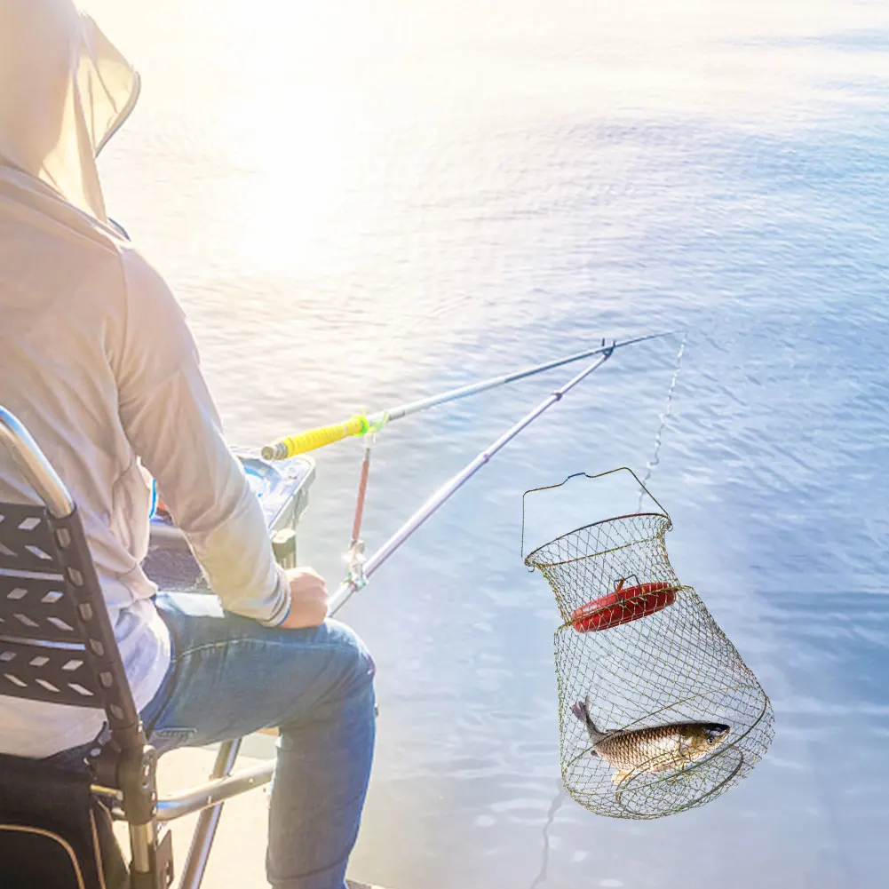 2pcs Iron Wire Easy Use Fish Basket Crab Outdoor Portable Professional Durable Fishing Accessories Storage Squid Collapsible |