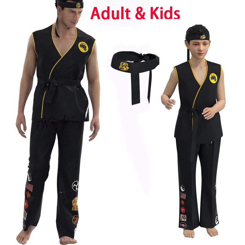 

Anime Game KOF Cosplay Costume Cobra Kai Val Armorr Karate Uniform Taekwondo Clothing For Man Kids Gladiator Role Play Costume
