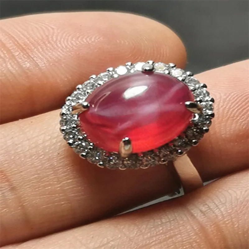 

Natural Women Red Star Ruby Gem Ring 14K Gold Filled Female Ring Flower Ring