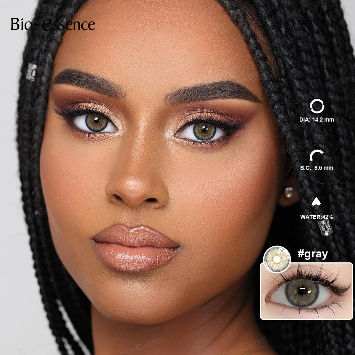 Фото Цветные контактные линзы Bio-essence серии Cleopatra: коричневые линзы для голубых глаз, натуральные цветные линзы для макияжа глаз, косметические линзы для красоты глаз №5