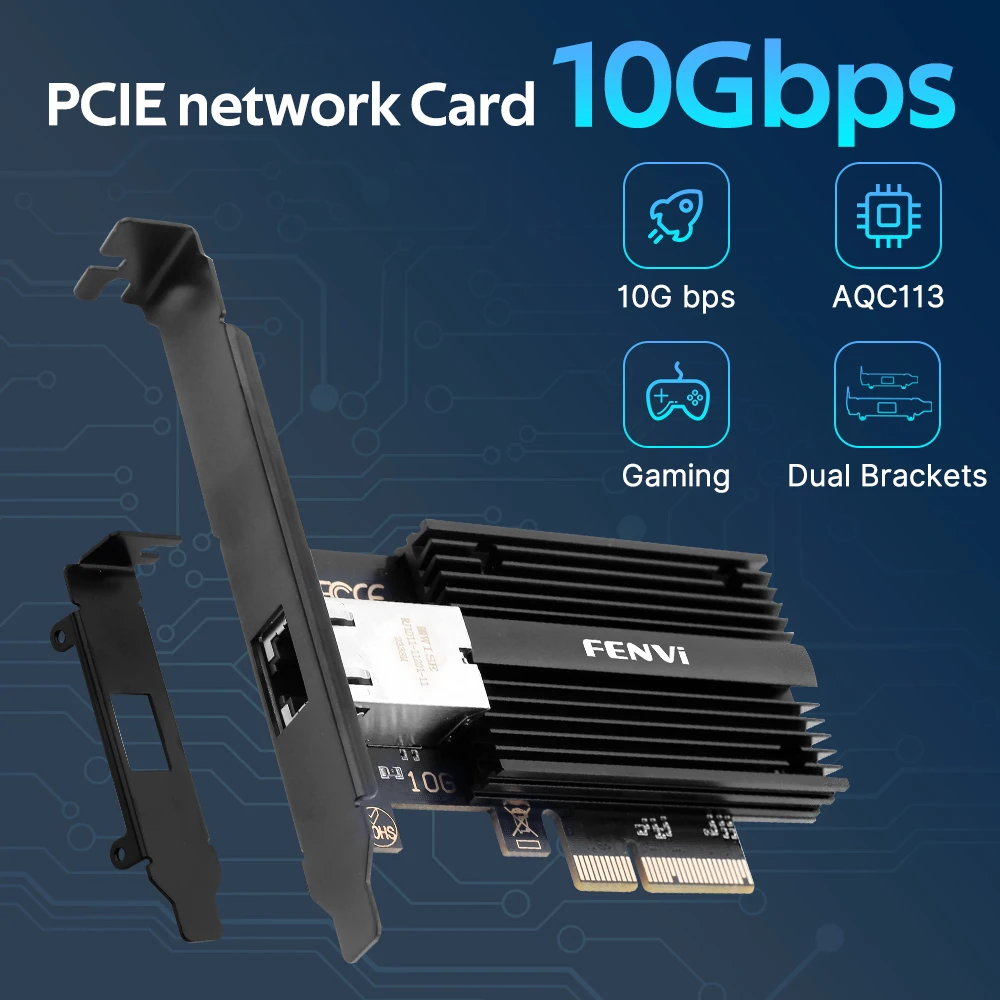 Сетевая карта FENVI 10 Гбит/с PCIE на RJ45 Marvell AQC113C Гбит/с/5 Гбит/с/2 5 Гбит/с/1 гигабитная