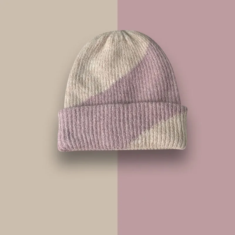 

Two Color Matching winter Knitted Hat For Women Men Cotton Warm Beanie Cap Boys Girls Outdoor Casual Ear Protection Gorro Bonnet