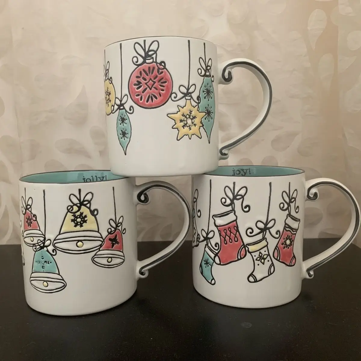 

Creative hand-painted Christmas series ceramic mug with high face value and large capacity drinking cup American coffee cup