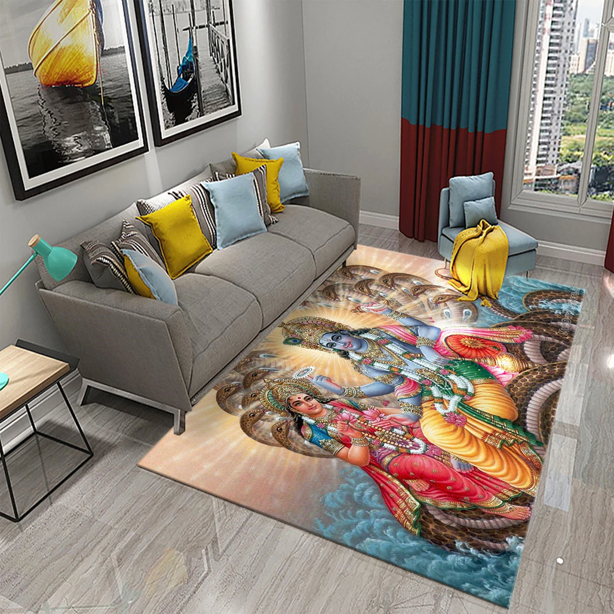 

3D Vishnu Print Carpets for Living Room Bedroom Bathroom Decor Carpet Soft Home Bedside Anti-slip Absorb Floor Mat Play Area Rug