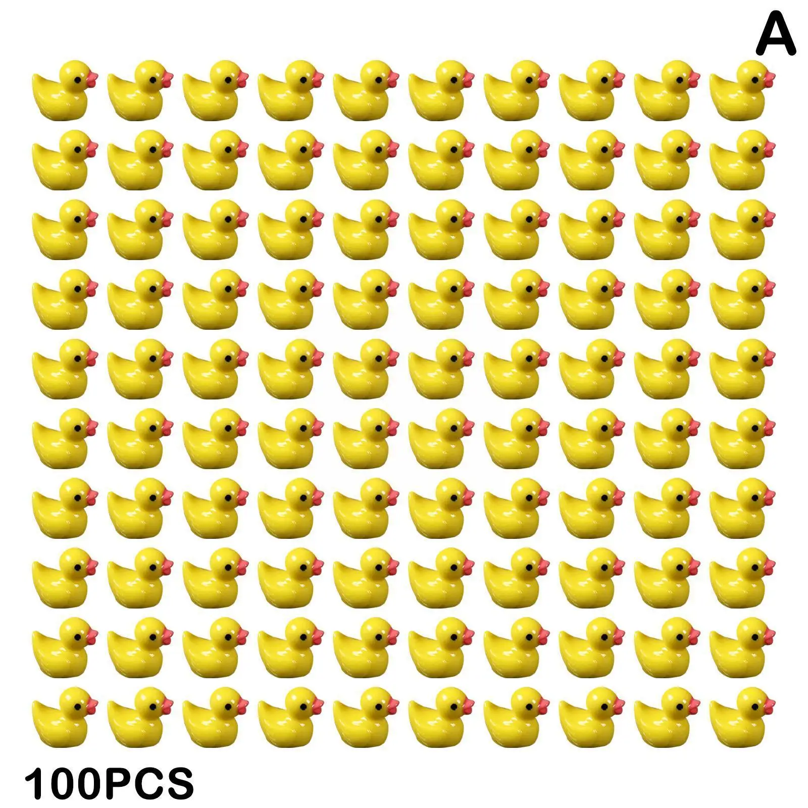 

100pcs Yellow Duck Ornament Miniature Figures Tiny Handicraft Duck Decoration Resin Micro Dollhouse Landscape H0G4