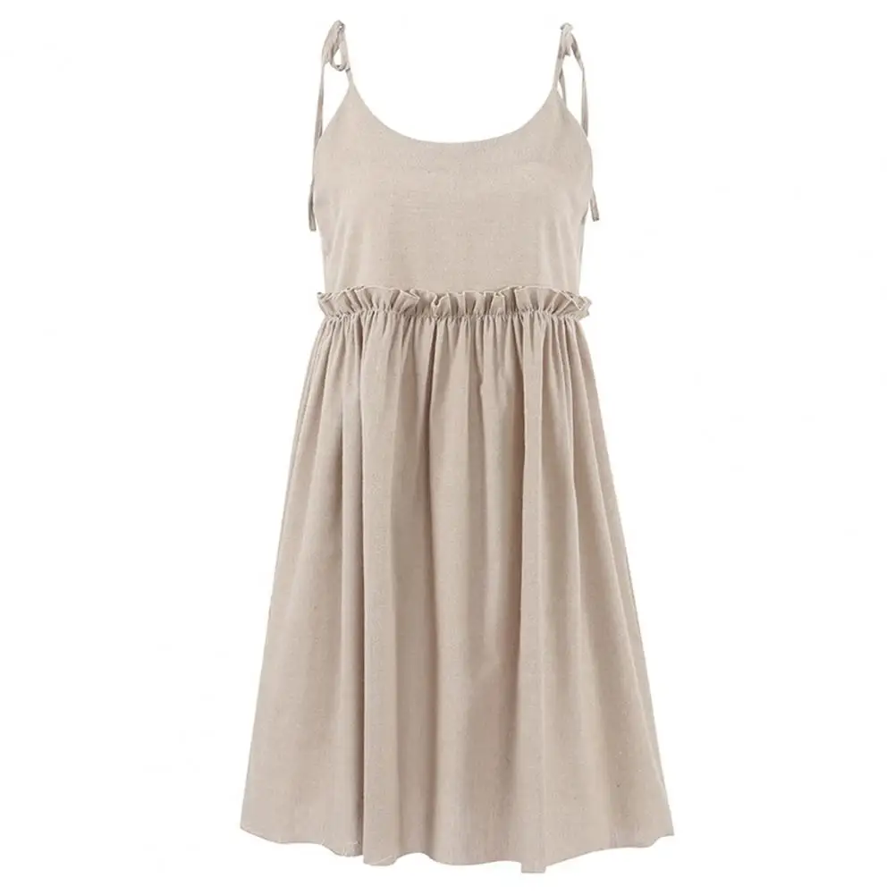 

Sexy Women Strappy Dress Lace Up Soft Breathable Beach Dress Solid Color Women Mini Dress Female Clothes