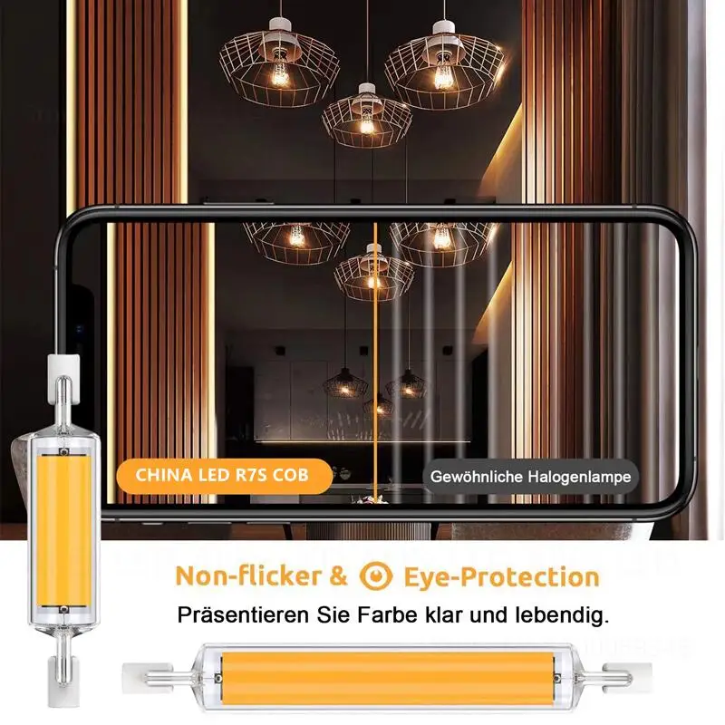 Светодиодная лампа R7S со стеклянным монолитным блоком светодиодов 78 мм 118