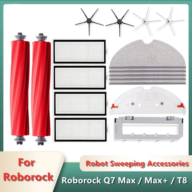 For xiaomi roborock q7 max, q7 max+, q7 plus, t8 main brush side brush hepa filter mop rag cover replacemen robot vacuum cleaner