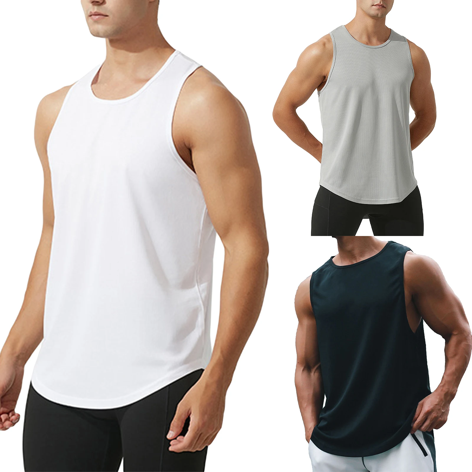 

High QualityMen's Workout Tank Tops Summer Sleeveless Bodybuilding Fitness T-Shirts Quick Dry Gym Shirt