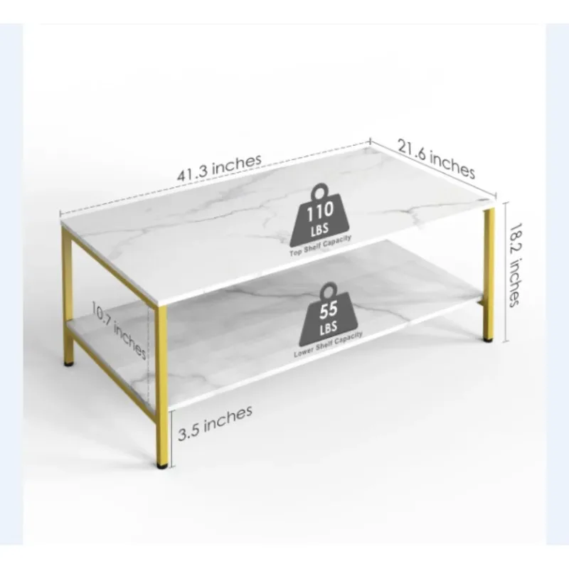 

Benton Park Faux Marble Rectangular Coffee Table, Gold Frame