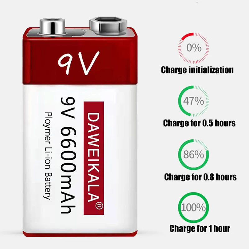 Литий-ионная аккумуляторная батарея 9 В 6900 мАч батареи типа C USB литиевая для