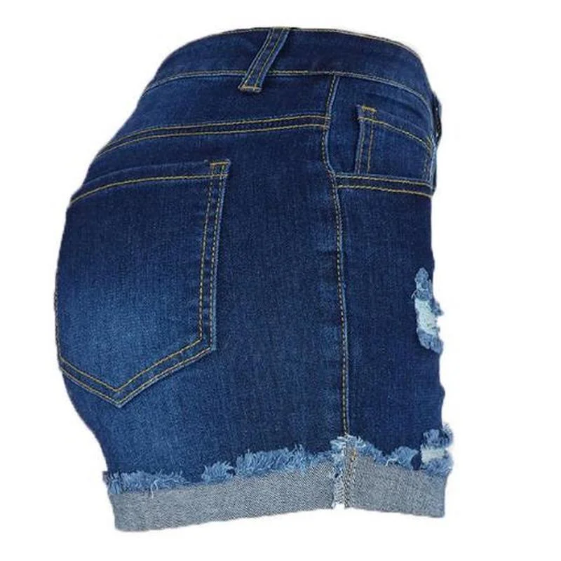 Fashion Casual Solid Tight Short Female Y2k Sexy Clothing 2023 Summer New Jeans Shorts Women Slim Ripped Fringed Creative Spring