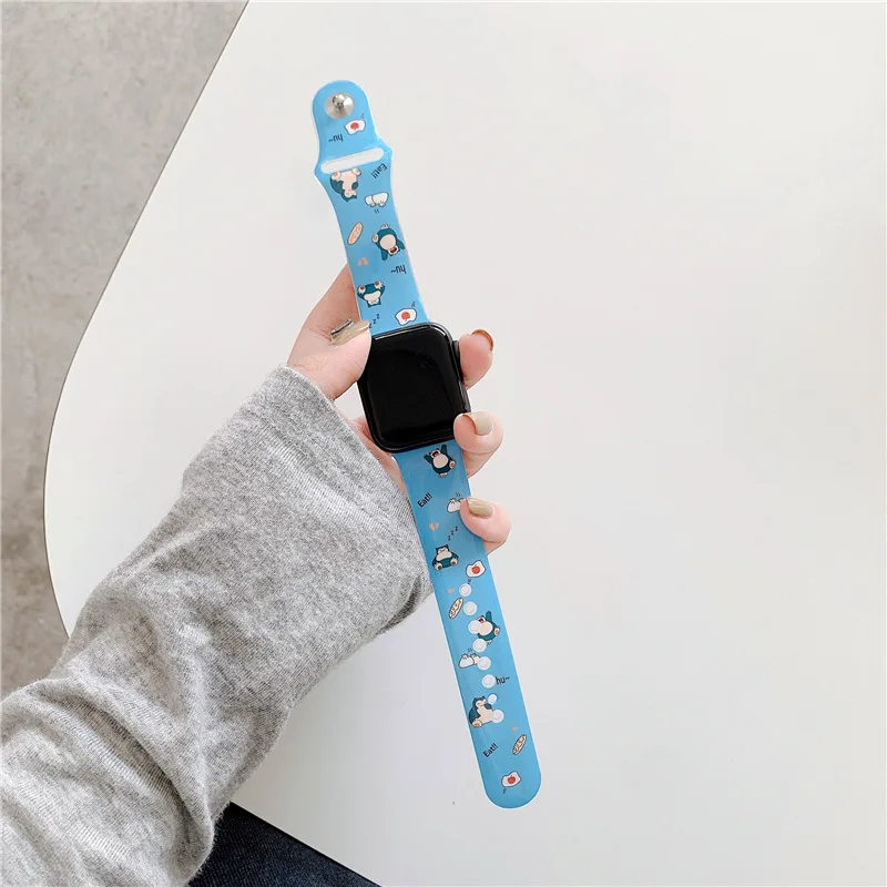 Покемон ремешок от храпа сквиртла Psyduck для Apple Watch Band 44 мм 45 42 40 38 41 браслет IWatch 7 6 5 3 |