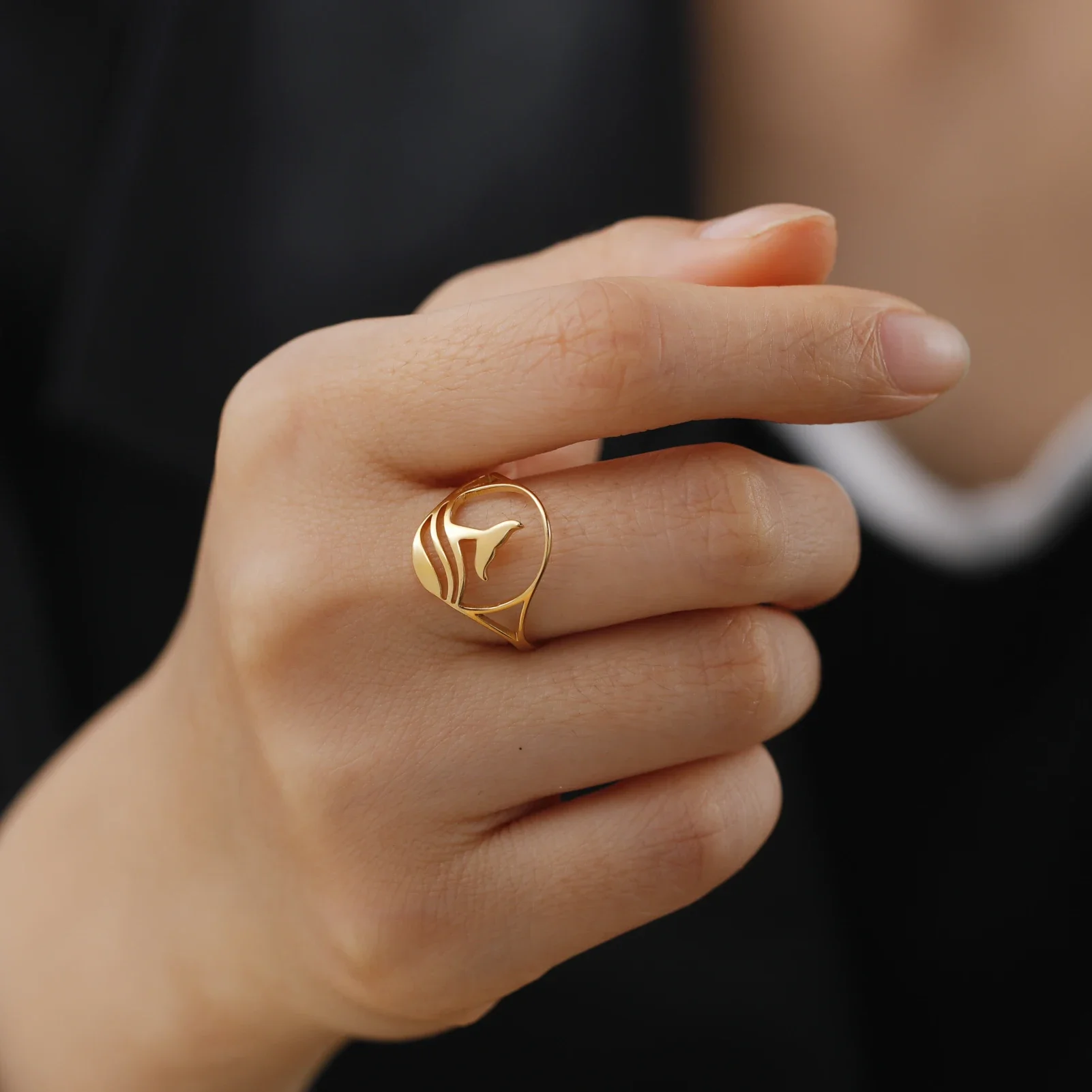 Дельфины хвостовые кольца женские модные животные нержавеющая сталь с широкими