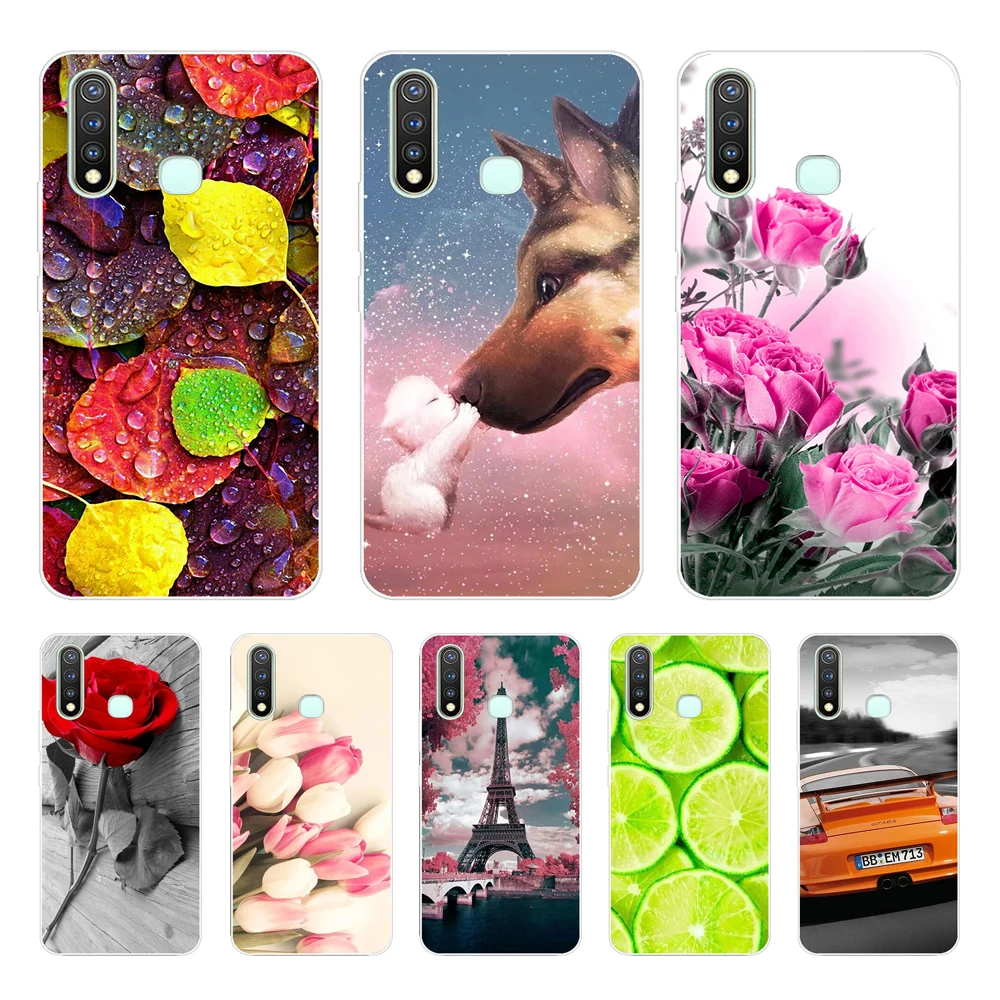 Чехол для Vivo Y19, чехол Vivo Y19 2019, силиконовый мягкий бампер с изображением кошки и цветов для Vivo 1915, Y 19, чехол vivo y19, Y5S, Z5i, U3, U20, чехол