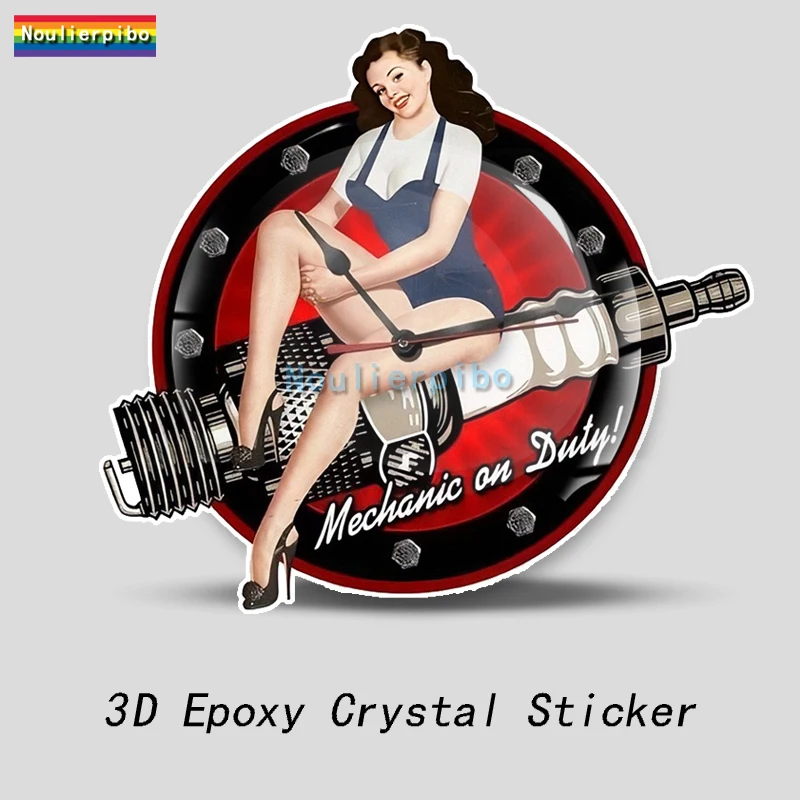 

3D стерео персональная купольная Автомобильная наклейка Ретро Свеча зажигания Pinup Girl Большие Искры ПВХ Автомобиль Мотоцикл Гоночный Шлем виниловая наклейка