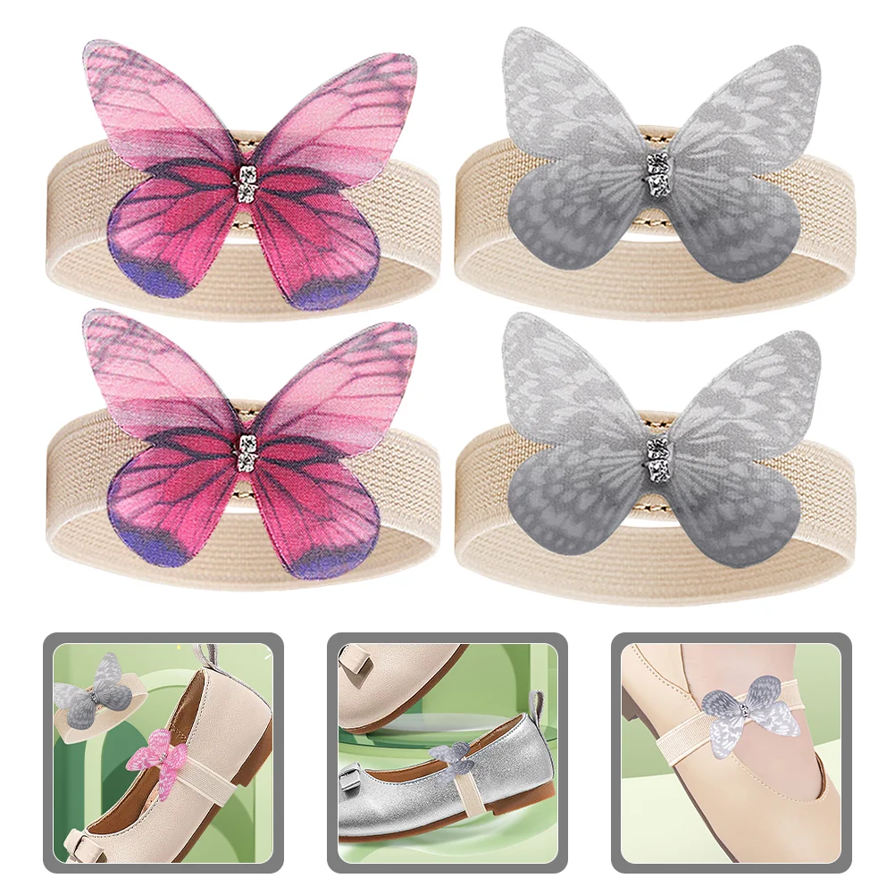 

2 Pairs Elastic Laces High Heel Supply Replacement Ankle Straps for Heels Kids Sandals Shoe Women Butterfly Child