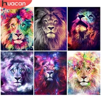 huacan diamond painting full round square lion pictures of rhinestones diamond embroidery sale animal mosaic handmade gift