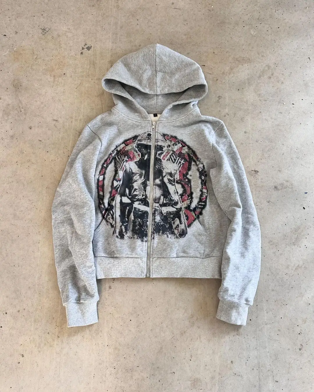 Винтажная толстовка с капюшоном на молнии изображением солдата большие размеры