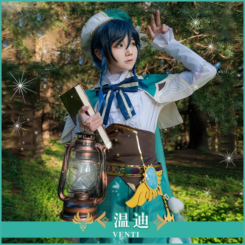

[Clearance] Game Genshin Impact VENTI Cosplay Costume Anime Fancy Outfits Cloak Top Pants with Hat Halloween Carnival Uniforms