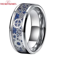 6mm 8mm tungsten wedding band mens womens engagement ring gear with blue carbon fiber inlay polished shiny comfort fit
