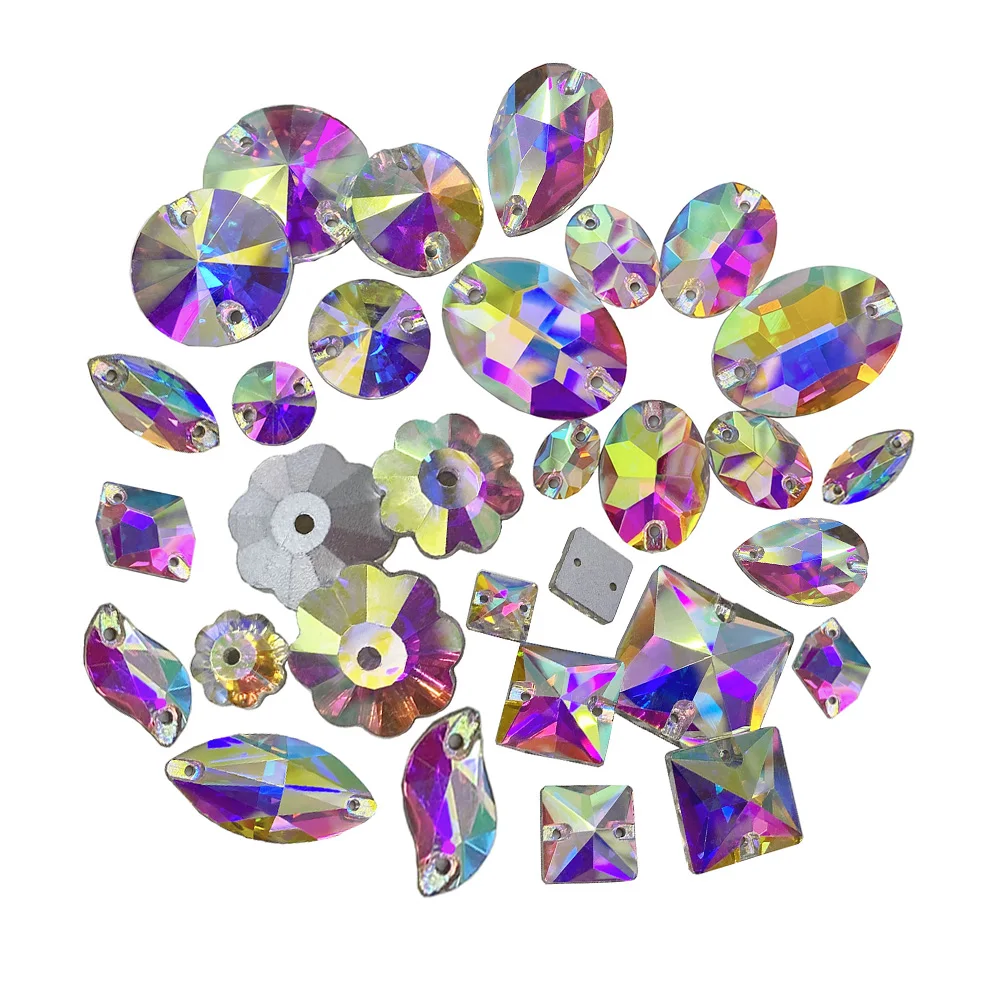 

Бусины из страз разных форм с плоской задней стороной, 2 отверстия