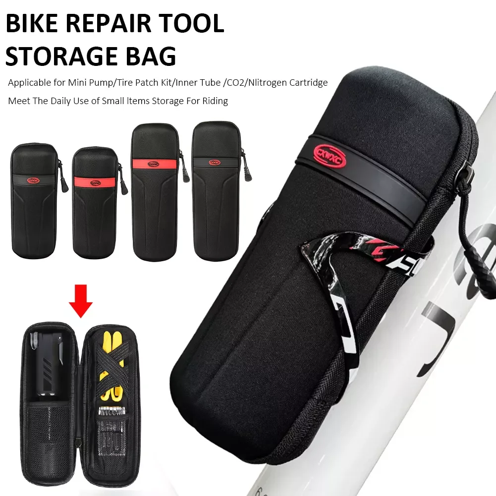 

Bike Repair Tool Storage Bag Multi-functional Capsule Bag Portable Bicycle Bottle Can Store Box for CO₂ Inflator Tire Pry Bar