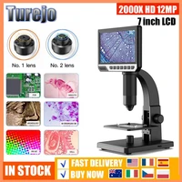 7 inch lcd digital microscope dual lens 2000x hd 12mp cell microscope for science observing welding circuit board maintenance
