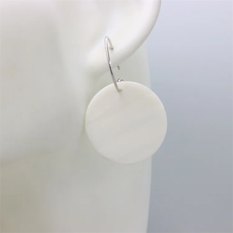

ZFSILVER Trendy S925 Silver For Women Lovely Exaggerated White Shell Round Stud Earrings Jewelry Wedding Charms Gifts Girl Party