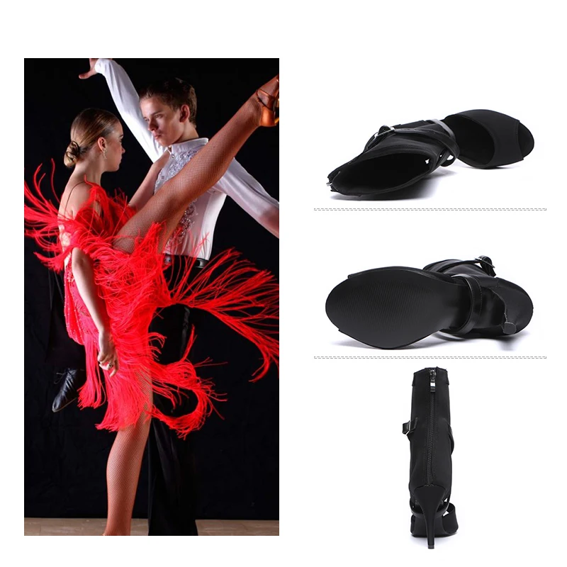 DKZSYIM Stretch Cloth Women Dance Boots Latin Ballroom Dance Shoes Ladies Soft Soles Tango/Jazz Dance Shoes High Heels 3-11CM