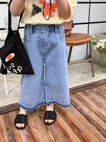 2 6 years girls wide leg pants 2022 summer thin loose leisure denim trousers korean version fashion solid color high waist jeans