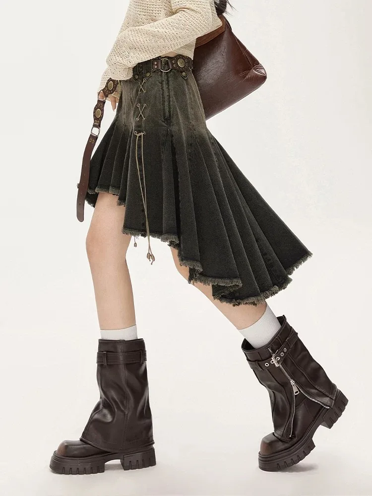 Женская джинсовая юбка в винтажном стиле эмо 1920-х годов