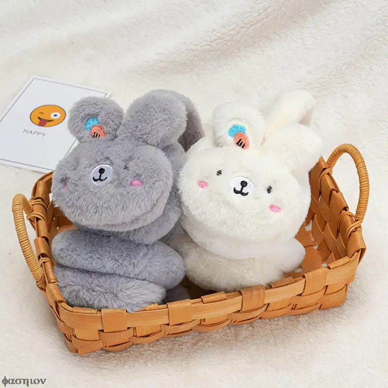 

Unisex Winter Warm Earmuffs Fleece Ear Warmer Rabbit Cartoon Headband Soft Plush Ear Cover Protector Earlap Fluffy Fur Earmuff