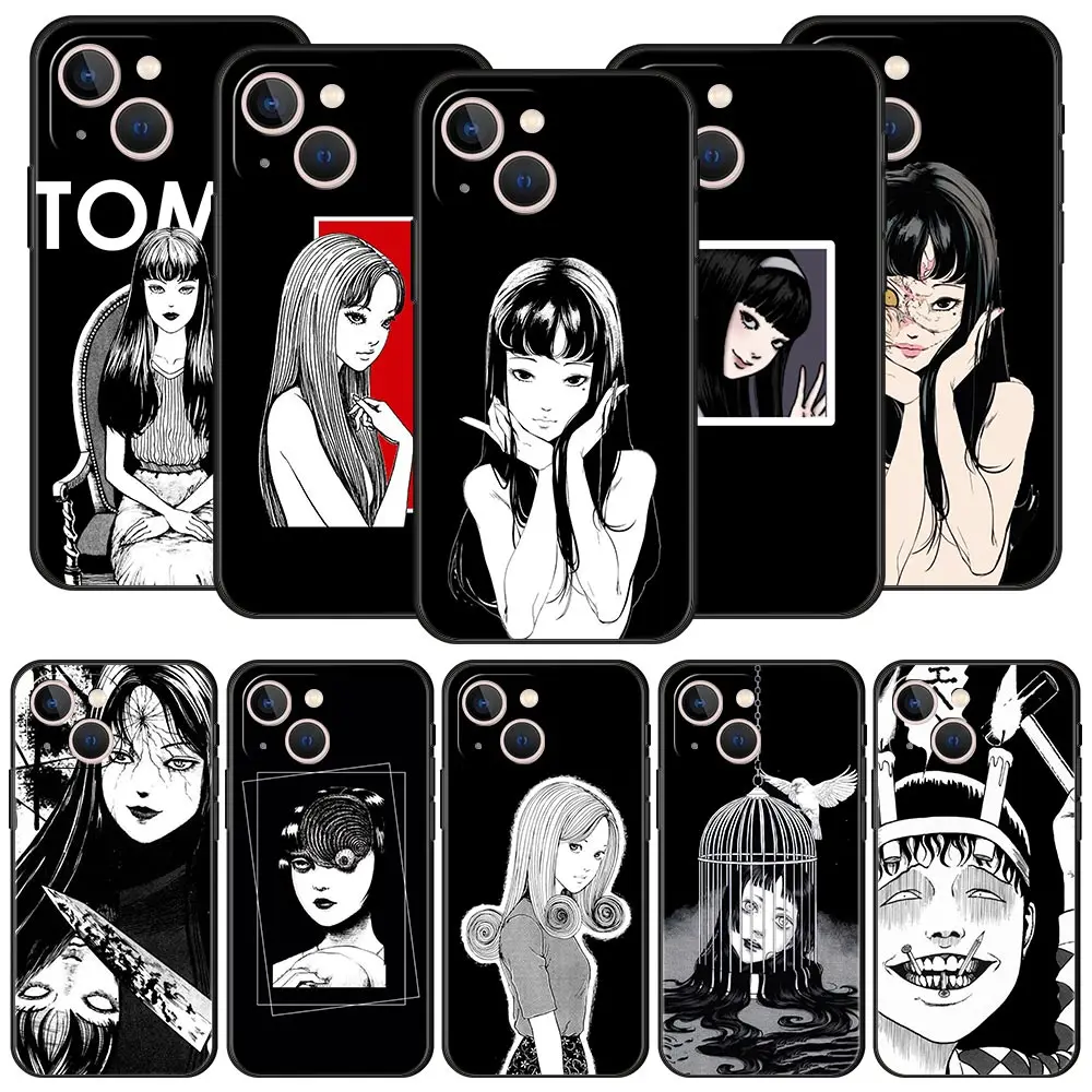 

Junji Ito Terror Horror Tomie Anime Phone Case For Apple iPhone 11 14 Pro MAX 12 13 Mini 7 8 Plus X XR XS MAX SE Black Cover