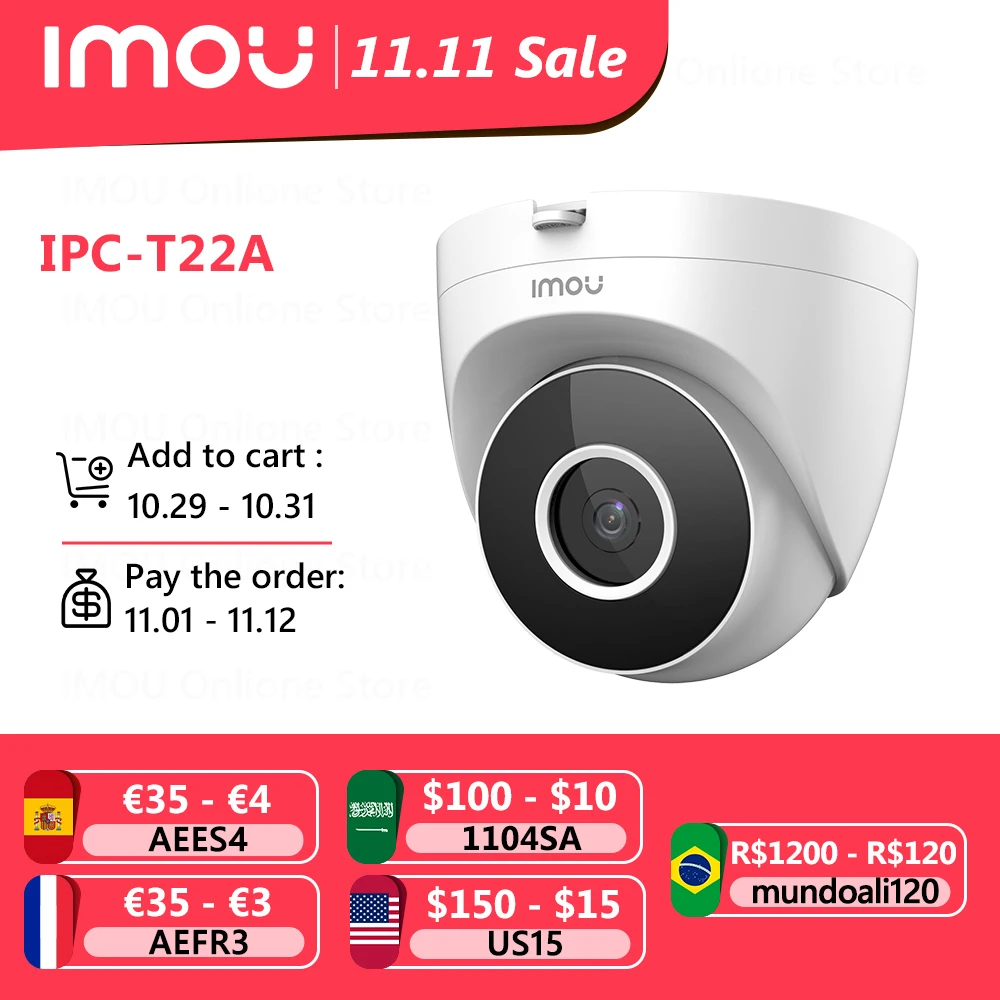 

IP-камера Dahua Imou купольная для системы видеонаблюдения с поддержкой PoE