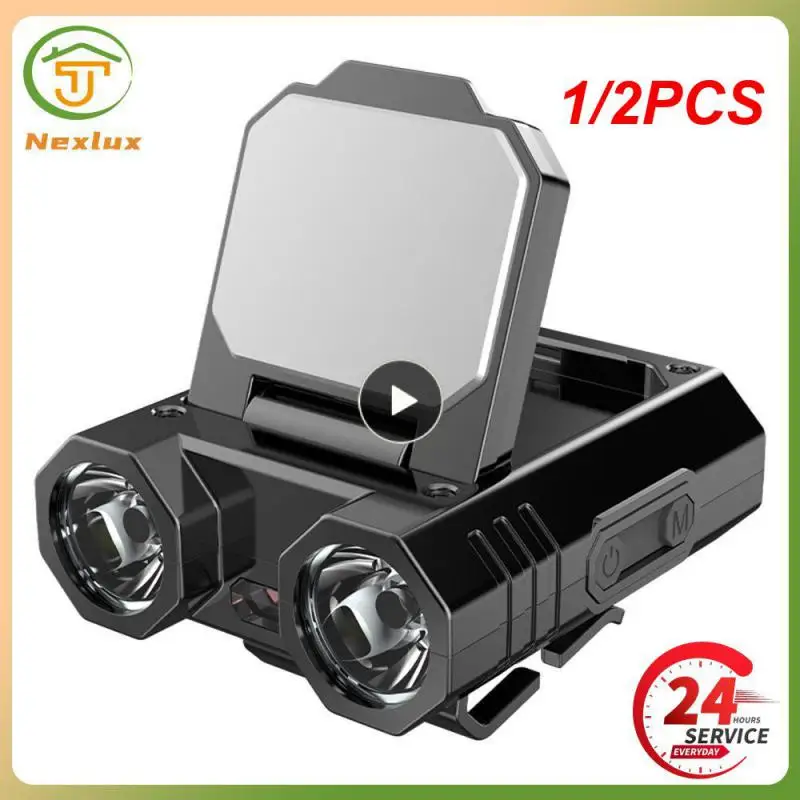 

1/2PCS Hat Clip Light Type-C USB Charging LED Mini Head Lamp Stepless Dimming IPX4 Waterproof for Camping Night Cycling
