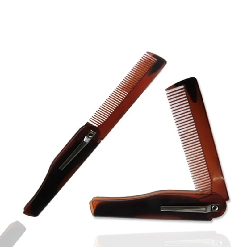 

Sdatter Hot Foldable comb Folding Pocket Clip Hair Moustache Beard Comb Fashion Men Women Handmade massage hair brush
