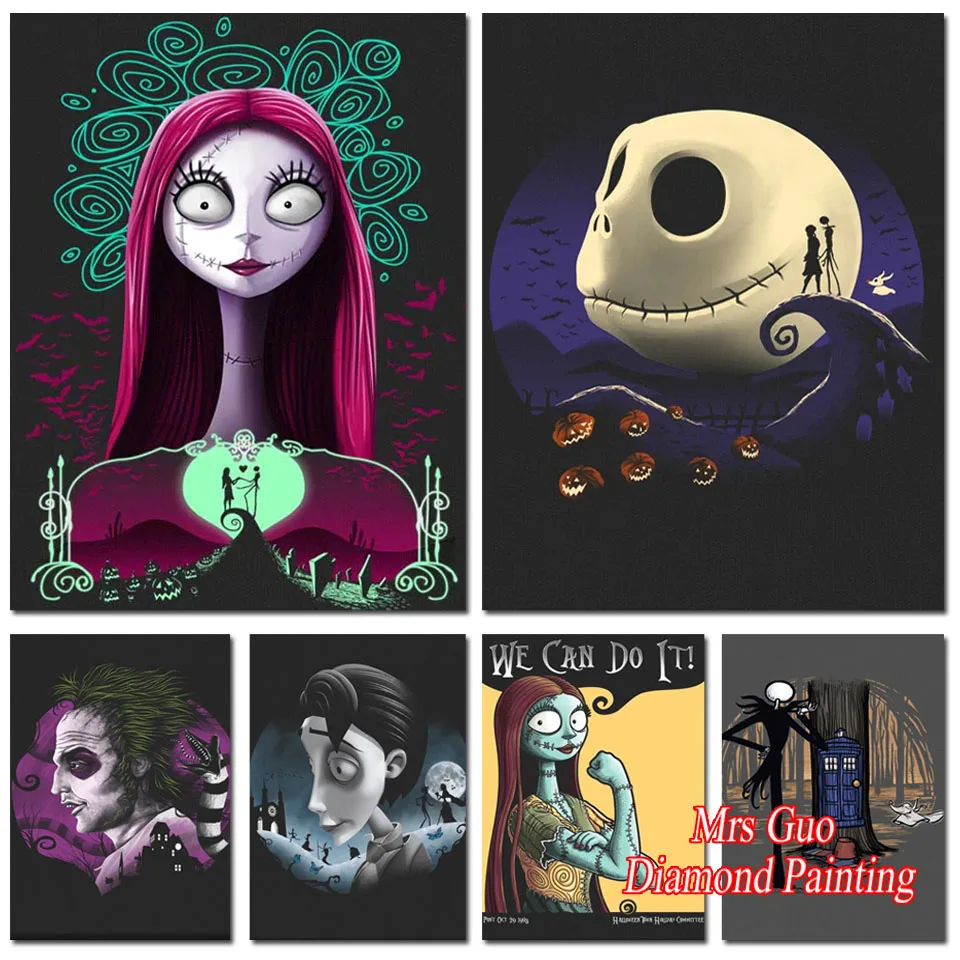 

Алмазная живопись 5D «сделай сам», привидение, диснеевские тыквы и кошмары, мультяшная круглая квадратная мозаика ручной работы, вышивка, домашний декор